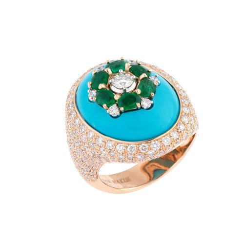 Turquoise Ring With Emerald