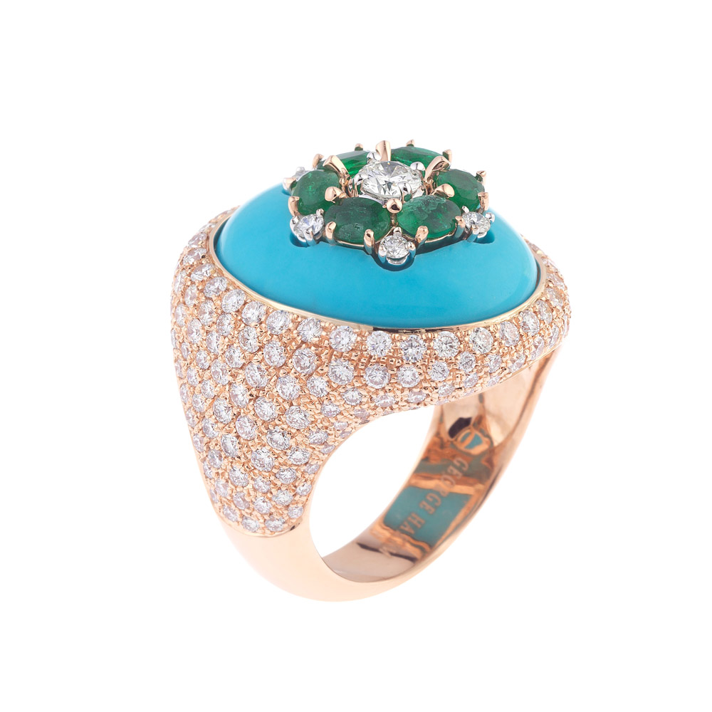 Turquoise Ring With Emerald