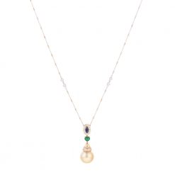 Pearl Pendant With Emerald And Diamond