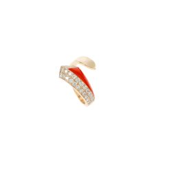 Coral gemstone rose gold ring