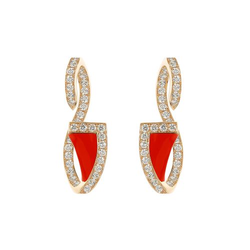 Coral gemstone rose gold earrings