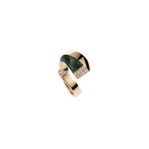 Malachite gemstone rose gold ring
